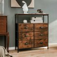 thumbnail image 2 of Costway 6-Drawer Dresser 2-Tier Fabric Storage Tower w/wooden Top Chest Organizer Unit, 2 of 10