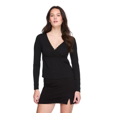 No Boundaries Women'S Long-Sleeve Babydoll Top