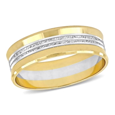 Men's 6mm Double Row Wedding Band in 10k 2-Tone Polished Yellow Gold