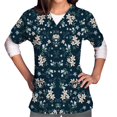 thumbnail image 3 of Womens Scrubs Tops Short Sleeve V-neck Tops Uniform Printed Pockets Blouse Nursing Clearance, 3 of 5