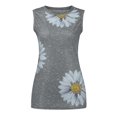 thumbnail image 3 of Leutsin Hauts d'Été pour Femmes Col Rond Imprimé Marguerites Débardeur Sans Manches T-Shirts Blouse Graphique, 3 of 6