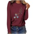 thumbnail image 1 of Pisexur Hauts pour Femmes Mode d'Automne T-Shirt à Imprimé Graphique Amusant Col Rond Manches Longues Chemises pour Femmes Chic Décontracté Hauts de Sortie Confort Polyvalent Blouses Légères, 1 of 5