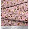 thumbnail image 2 of Soimoi Tissu Poly Georgette Hibou,Squirrel & Rabbit Tissu à Imprimé Animal au Mètre 52 Pouces de Large, 2 of 3