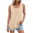 thumbnail image 1 of Timegard Womens Plus Size Tank Top Round Neck Pleated Casual Tunic Top Solid Color Comfy Sleeveless, 1 of 6
