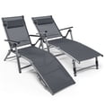 thumbnail image 2 of Costway 2PCS Patio Folding Aluminum Lounge Chair Chaise Adjustable Back Armrest Headrest, 2 of 9