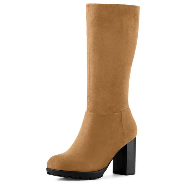 Unique Bargains Women's Mid-calf Block Heel Boots