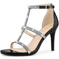 thumbnail image 1 of BLISSFUL STEP Women's Rhinestone Ankle Strap Stiletto High Heels Sandals, 1 of 7