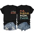 thumbnail image 2 of Meichang Hauts d'Été Décontractés pour Femmes T-Shirts Graphiques à Lettres Recto-Verso Garçon Mama Ma Mama Mom Bruh Chandails Tees Manches Courtes Col Rond Hauts Noir P, 2 of 3