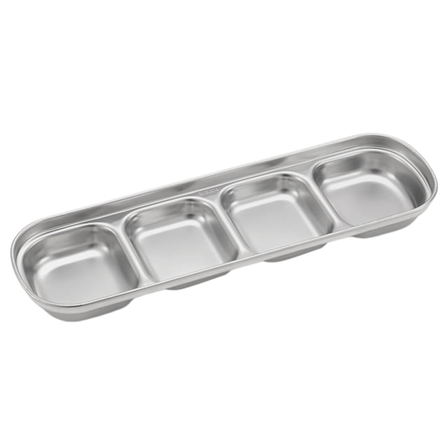 Outdoor Stainless Steel Tray Compartment Dish Dipping Bowl Portable And Practical Camping Tableware