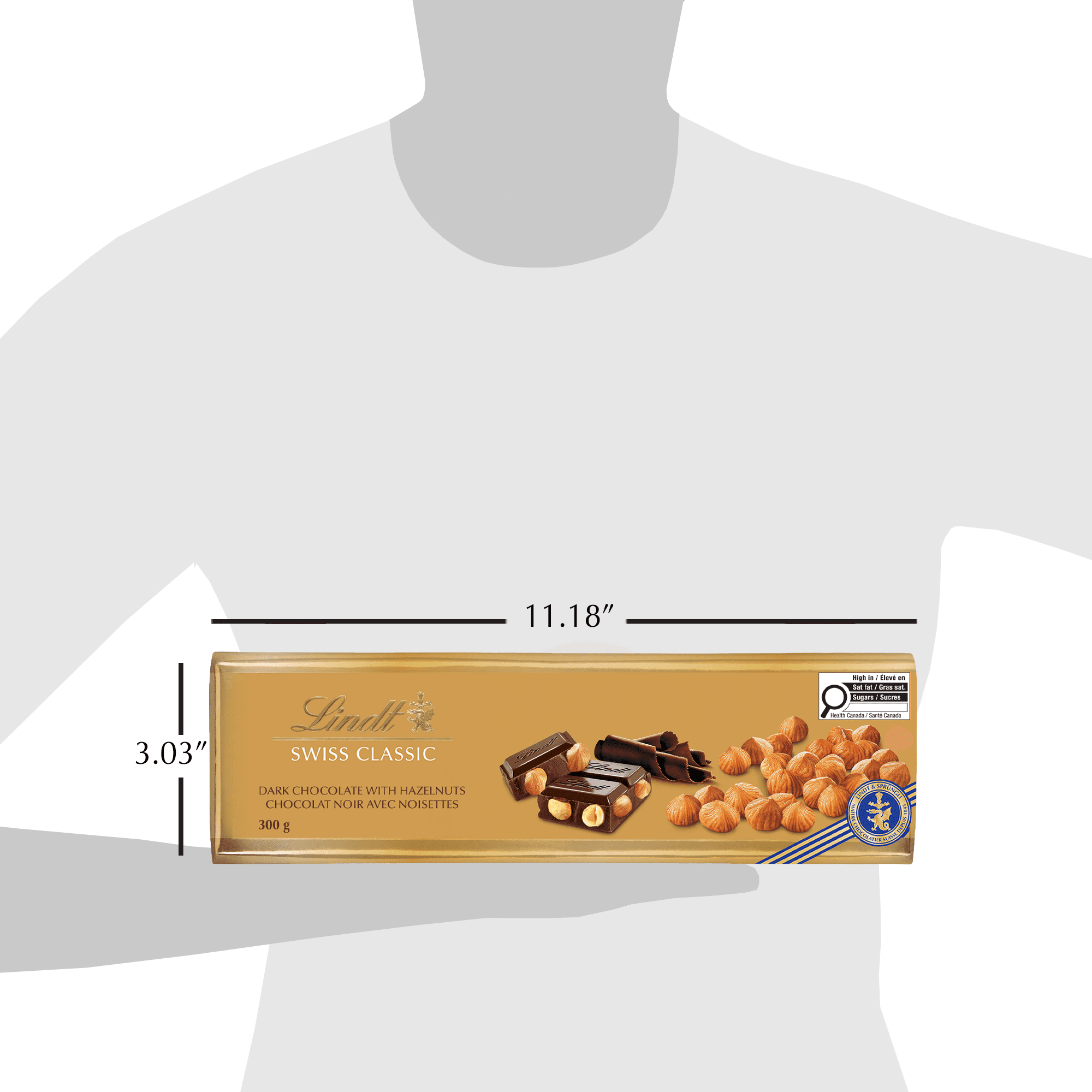 Lindt Tablette au chocolat noir et à la noisette SWISS CLASSIC, 300 g