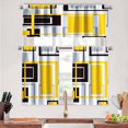 thumbnail image 1 of Yellow Kitchen Curtains Tiers and Valances Set 3 Piece for Windows Grey and Black Kitchen Window Curtains Set,Gold Geometric Modern Art Valances for Living Room(36" Tiers Set), 1 of 5