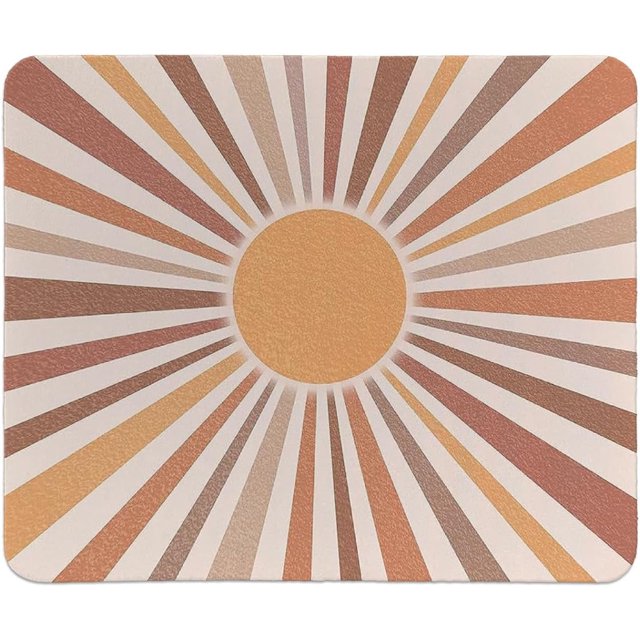 Boho Neutral Sun Sunshine Mouse Pad MidCentury Modern Decor for Desk Small Gaming Mouse Pad Square Design Boho Desk Accessories Perfect for Home Office 9.5x7.9 Inch