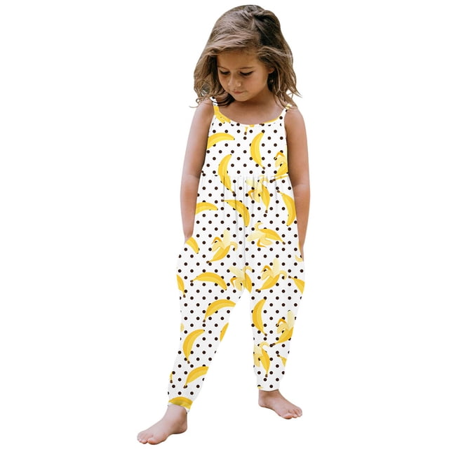 MIASHUI Girls Jumpsuits Cute Print Sleeveless Rompers Casual Loose Long Pants with Pockets,White,4-5 Years