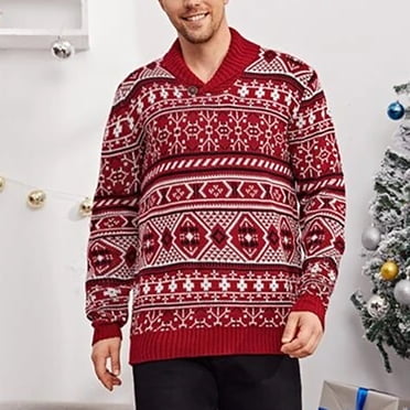 TIMIFIS Men's Ugly Christmas Sweaters Funny Holiday Reindeer Snowman Santa Snowflakes Sweater Knitted Pullover Fall/Winter Sweater Merry Christmas