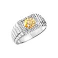 thumbnail image 4 of RYLOS Men's Ring 14K White Gold Ring, 7MM Round Shape Gemstone Designer Style Rings Citrine November Birthstone Rings Gold Size 11, 4 of 7