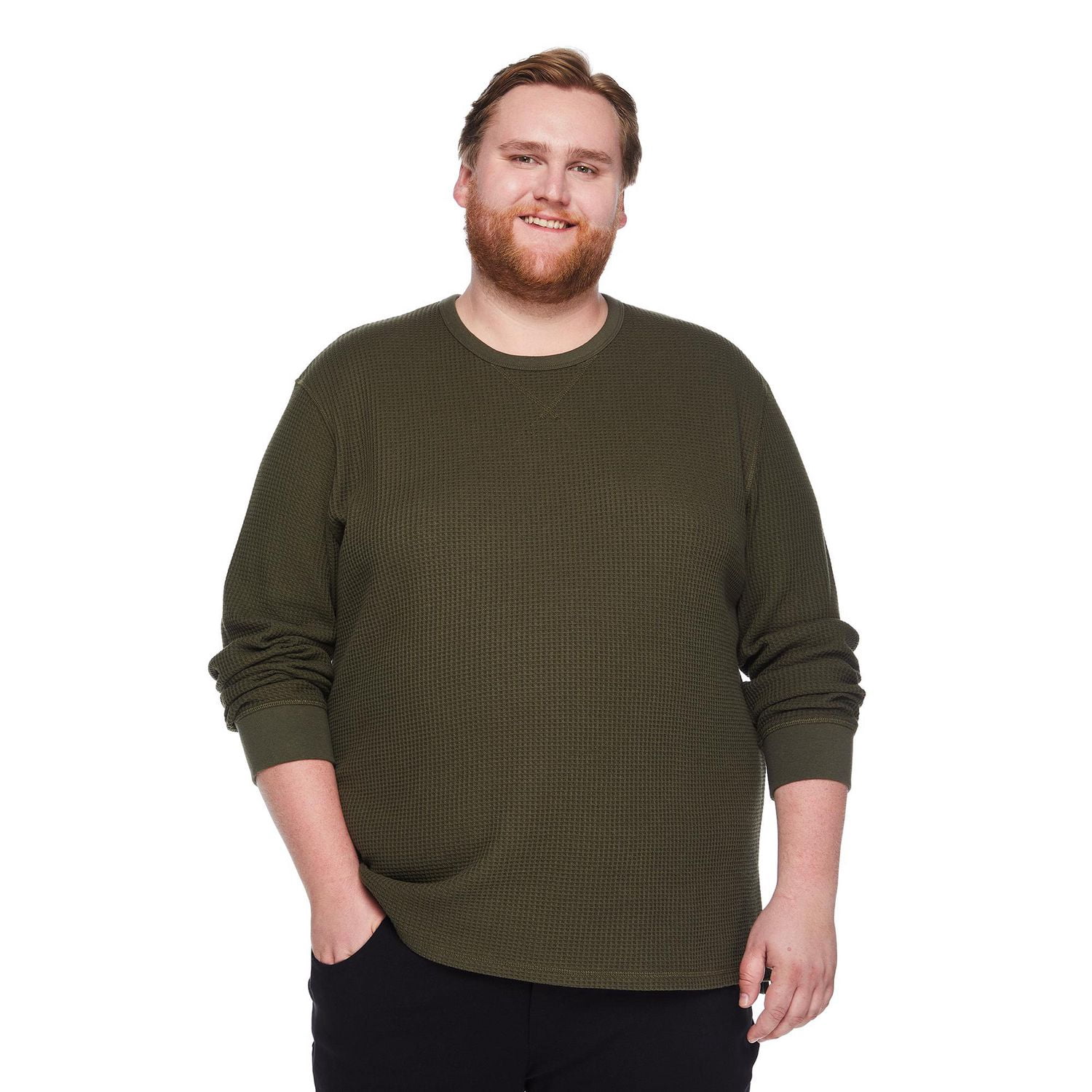 George Big Men's Waffle Crew Neckline Popover