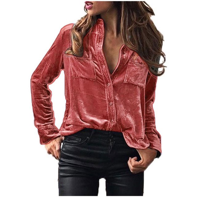 Timegard Womens Tops Long Sleeve Button Shirts Business Work Casual Tops with Pockets Fall Blouses