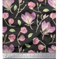 thumbnail image 2 of Soimoi Gray Rayon Fabric Leaves & Magnolia Floral Decor Fabric Printed Yard 42 Inch Wide, 2 of 5
