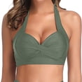 thumbnail image 1 of EQWLJWE Womens Fashion Sexy Solid Color Swimsuit Halter Backless Bikini Tops, 1 of 5