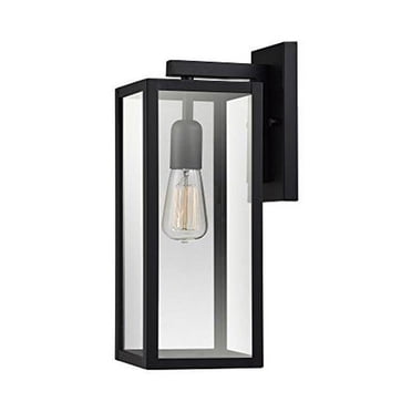 Globe Electric Applique murale 16 pouces, 1 ampoule, usage extérieur, Bowery, fini noir mat, abat-jour verre clair