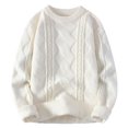 thumbnail image 1 of Pisexur Chandail pour Homme Décontracté Uni Chandail Tricoté Mode Épais à Manches Longues Col Ras du Cou Chandail d'Hiver Chaud Chandails à Enfiler Chandails Grande Taille M-4TG, 1 of 5