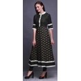 thumbnail image 3 of Bimba Kurtis Indiennes Noires à Carreaux et à Blocs Floraux pour Femmes, Kurti Anarkali Imprimée Ligne A, Robe Ethnique Décontractée - Très Petit, 3 of 5