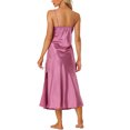 thumbnail image 3 of INSPIRE CHIC Nuisettes en Satin pour Femmes Col en V Douce Chemise de Nuit Robe de Pyjama Détente Longue Robe de Nuit P Violet, 3 of 6
