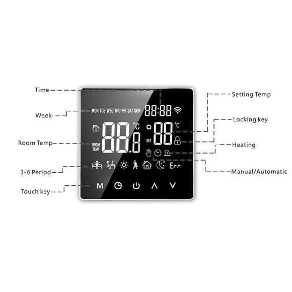 Smart Thermostat WiFi LCD Display Temperature Controller Wireless control temperature controller; LCD Remote Control Thermostat, 16A, WiFi