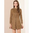 thumbnail image 4 of INSPIRE CHIC Robe Élégante en Faux Suède à Manches Longues Décontractée avec Ceinture pour Bureau, 4 of 6