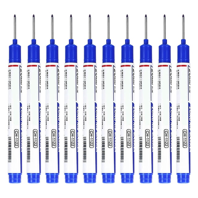 Czzoypi 10PC Multi-Color Oil-Based Markers, Waterproof Fast Drying Long Nozzle Markers for Deep Holes, Special Purpose Marker for Metal Wood Glass Construction DIY, Blue