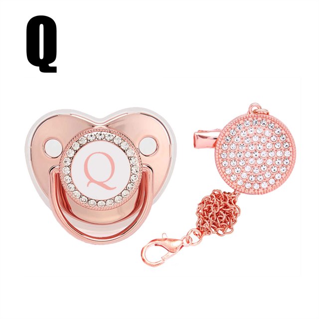 DPTALR Baby Pacifier 26 Letter Name Initial Clip Silicone Infant Nipple Bling Newborn Pacifier