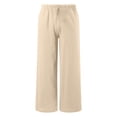 thumbnail image 4 of MIASHUI Girls Summer Loose Pants Solid Color Flower Wide Leg Beach Pants,Beige,4-5 Years, 4 of 6