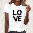 thumbnail image 1 of Offres des Fêtes Iumwxz Coupe Classique T-Shirt Décontracté Hauts Basiques Hauts pour Femmes T-Shirts à Imprimé LOVE Manches Courtes Col Rond T-Shirt Hauts pour Dames Obtenez-le Aujourd'hui Magasinage, 1 of 4