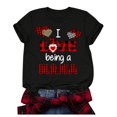 thumbnail image 2 of Hauts d'Été Grande Taille Femmes Décontractés Grande Taille Manches Courtes Imprimé 3D Amour Col Rond Hauts Tee T-Shirt Blouse Col en V T-Shirt Femmes en Liquidation, 2 of 6