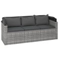 thumbnail image 5 of vidaXL 3-Seater Garden Sofa with Roof and Footstool Grey Poly Rattan, 5 of 5