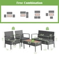 thumbnail image 3 of Costway 4PCS Patio Rattan Furniture Set Cushioned Chair Wooden Tabletop Gray, 3 of 9