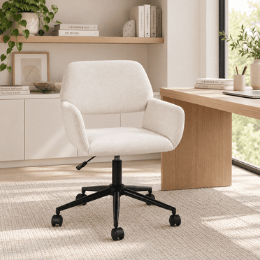 Homy Casa Swivel Desk Chair, Adjustable Ergonomic Office Chair, Beige Chenille Fabric