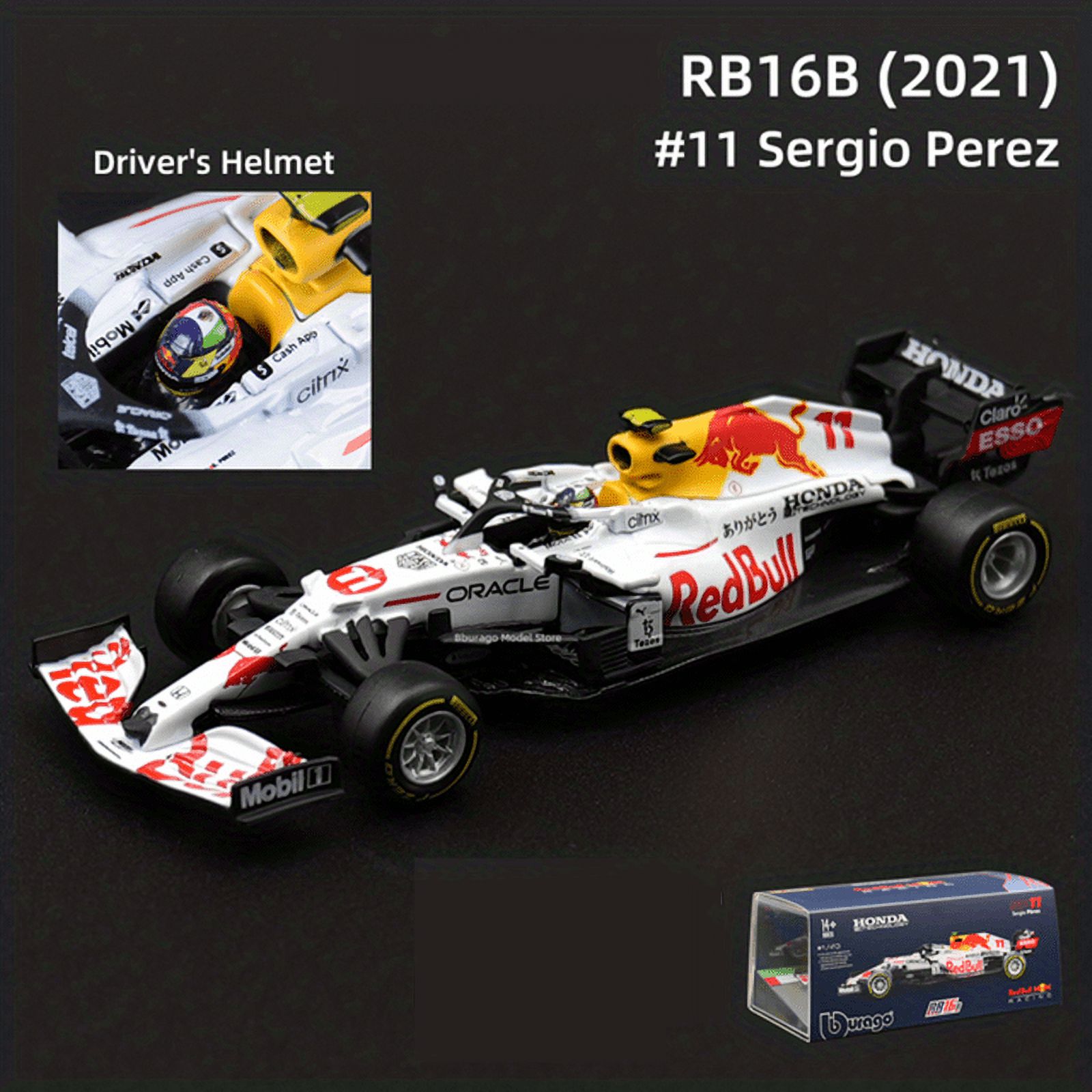 Burago Couverture Rigide Acrylique 1:43 2021 RB16B Turquie #11 Perez #33 Verstappen F1