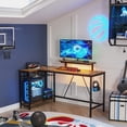 thumbnail image 3 of Bestier 58" Gaming Desk with LED Lights L Shaped Computer Desk with Power Outlet & Monitor Stand in Carbon Fiber Adults, 3 of 9