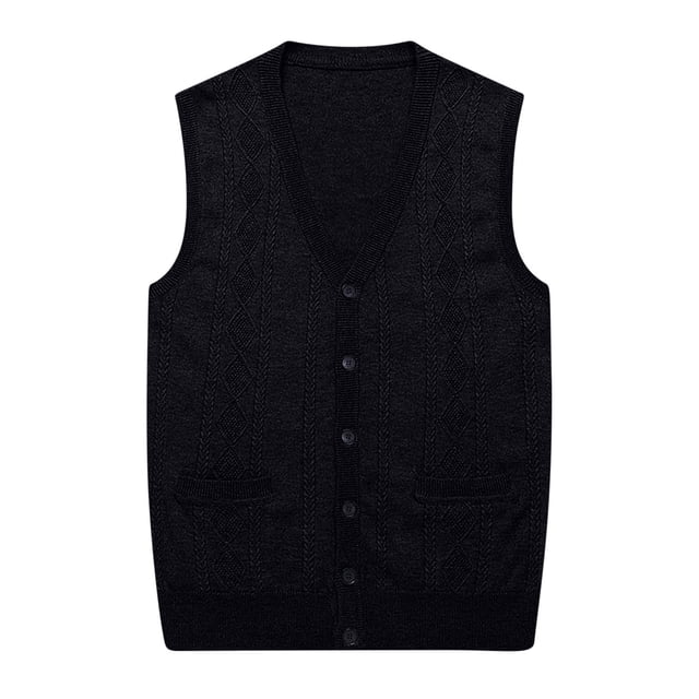 Styesk Jackets for Men Men's Wool Sleeveless Waistcoat Loose Knitted Solid Color Cardigan