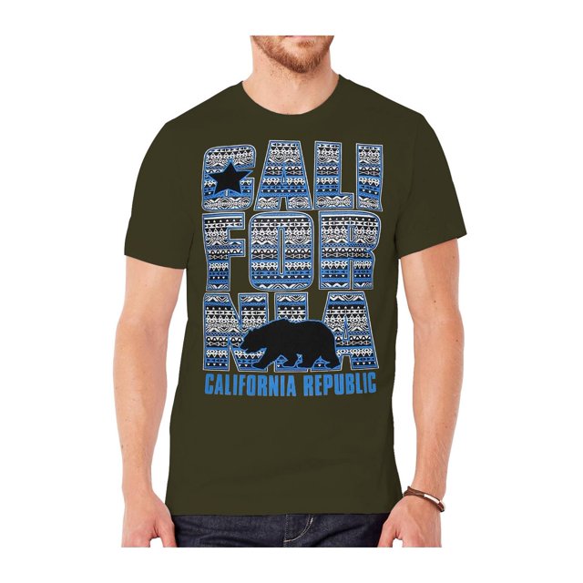 T-Shirt à Motif Tribal Bleu République de Californie pour Homme - Olive - 3X-grand