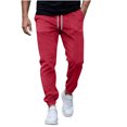 thumbnail image 2 of Ceisia Men Solid Color Loose Casual Pants Elastic Waist Drawstring Sports Gift Work Trousers, 2 of 7