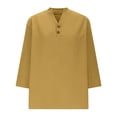 thumbnail image 4 of Swstbby Liquidation d'Économies d'Été! Hauts d'Été pour Femmes, pour Femmes T-Shirt Blouse d'Été Ample à Manches Courtes et Col Rond Décontracté Jaune G, 4 of 5