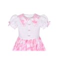 thumbnail image 4 of Robe Fille Bouton Perle Rose Col Pointu Dentelle Manches Bouffantes 12 Ans, 4 of 6