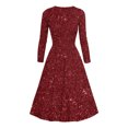 thumbnail image 3 of Offre à Durée Limitée Iumwxz Robe à Col en V à Manches Longues pour Femmes Tunique Robe de Performance Robe à Imprimé Brillant Robes Longues pour Femmes Robe Ample et Fluide pour la Rue, 3 of 3