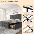 thumbnail image 5 of Bed Frame with 4 Storage Drawers and Upholstered Headboard, Queen/Full Size Upholstered Mattress Foundation with Linen Fabric/PU Leather/Velvet, No Box Spring Needed, 5 of 5