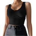 thumbnail image 2 of Yuyuzo Débardeurs Côtelés pour Femmes Sans Manches Col Rond Crop Tops Extensibles Slim Basiques, 2 of 4