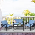 thumbnail image 1 of Costway 4PCS Patio Furniture Set Aluminum Frame Cushioned Sofa Chair Coffee Table Blue, 1 of 9