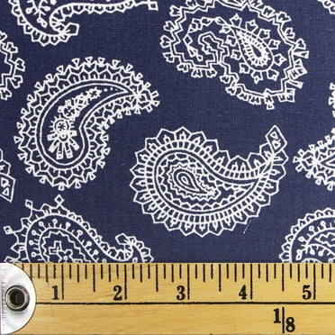 FABRIC CREATIONS Fat Quarter 45 × 53 cm (18 × 21 in) Navy with White Paisley