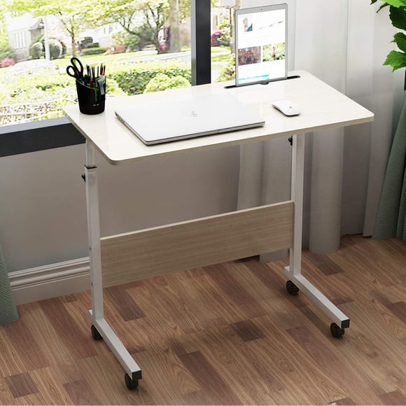 SOGES Bureau d'Ordinateur Portable Réglable et Mobile avec Fente Intégrée pour Lit et Sofa, Érable